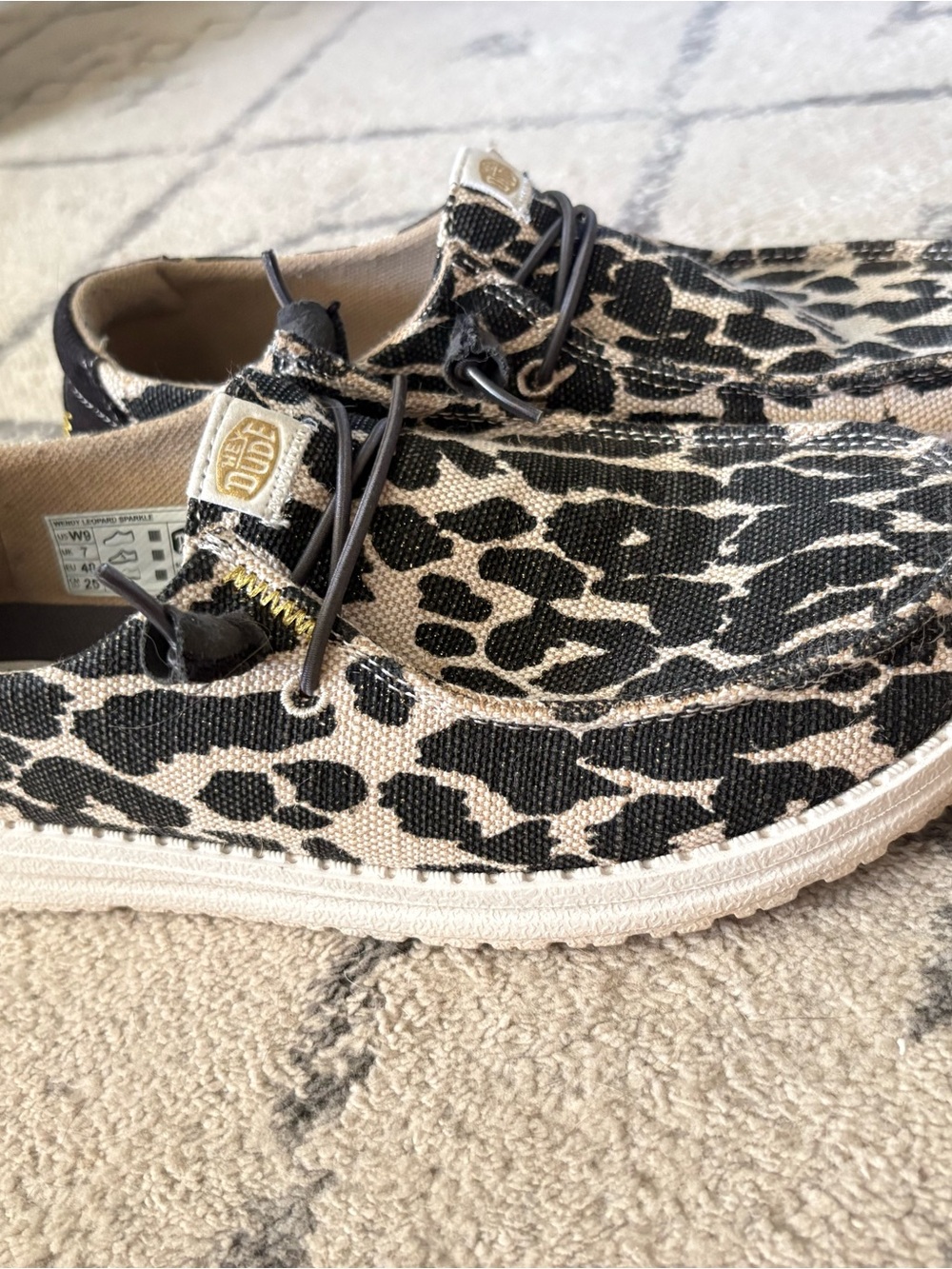 Hey Dude Slip-On in Black and Cream Leopard Print